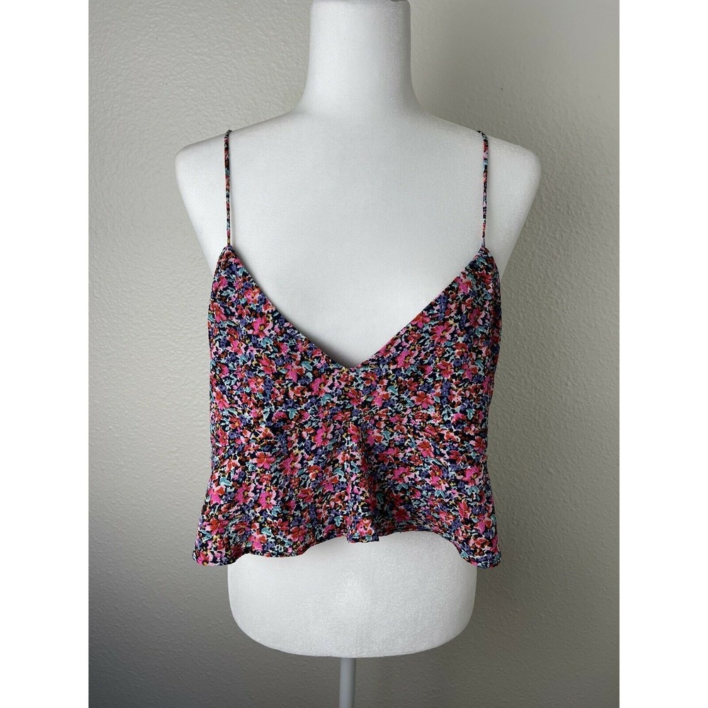 AFRM Kyla‎ Peplum Crop Top Sz Medium M Floral V Neck Strap NWOT